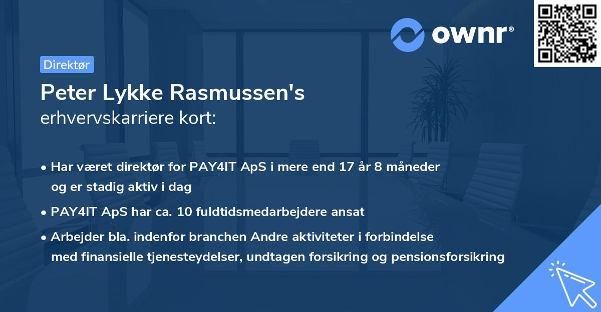 Peter Lykke Rasmussen's erhvervskarriere kort