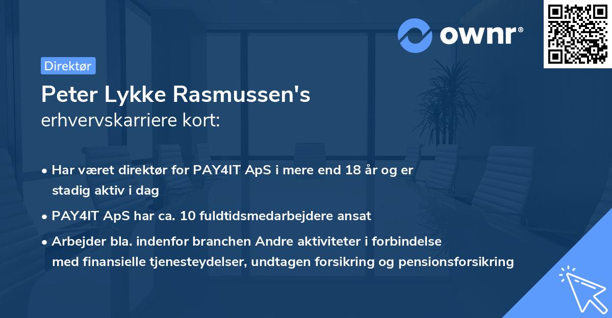 Peter Lykke Rasmussen's erhvervskarriere kort