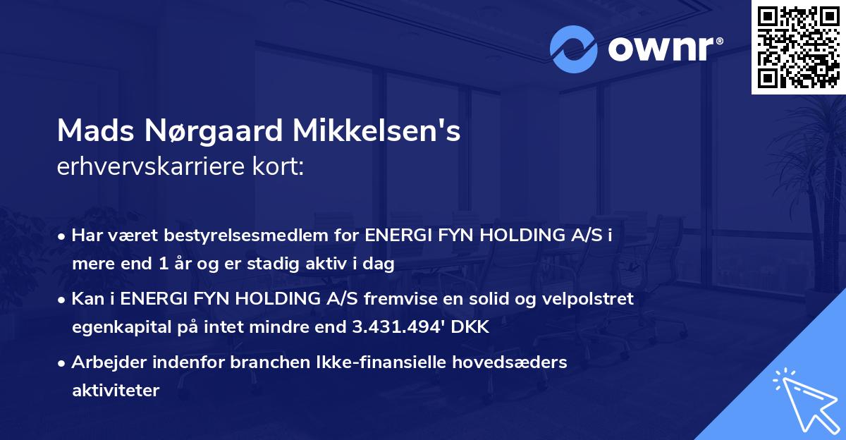 Mads Nørgaard Mikkelsen's erhvervskarriere kort
