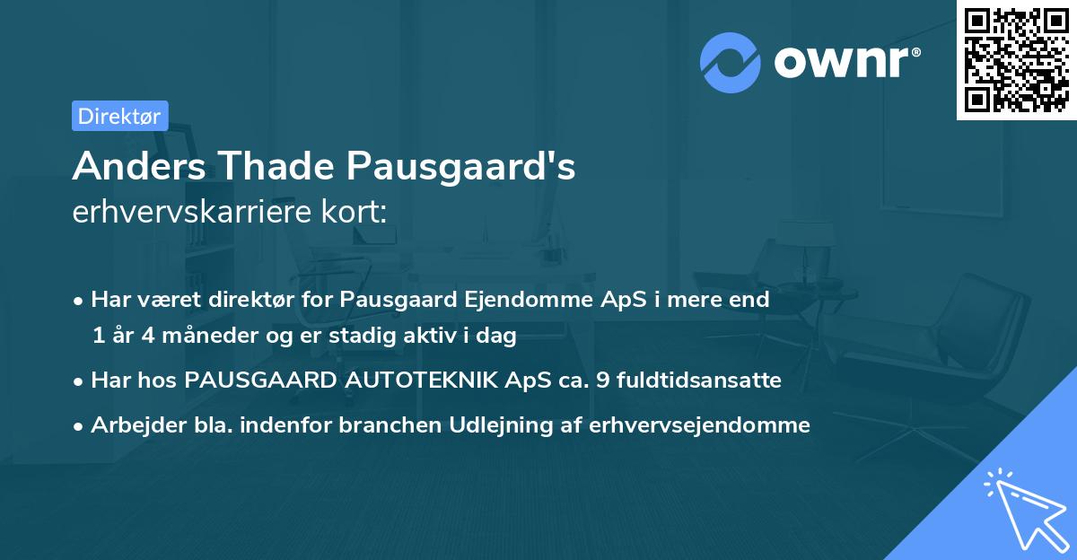 Anders Thade Pausgaard's erhvervskarriere kort