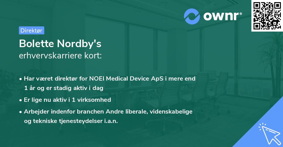 Bolette Nordby's erhvervskarriere kort