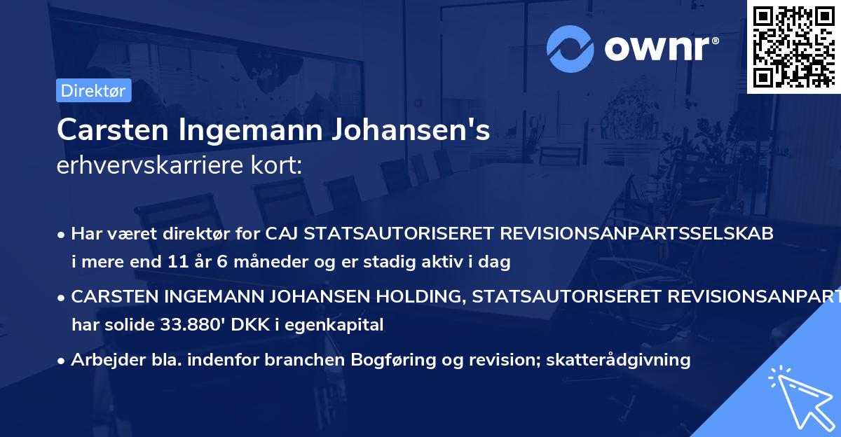 Carsten Ingemann Johansen's erhvervskarriere kort