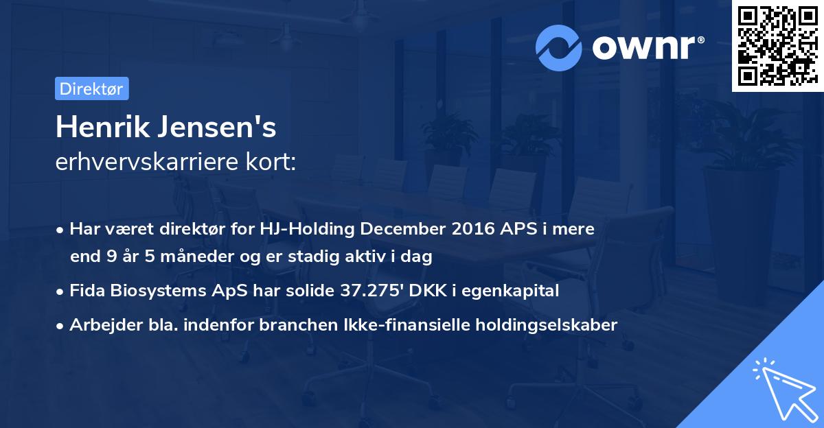 Henrik Jensen's erhvervskarriere kort