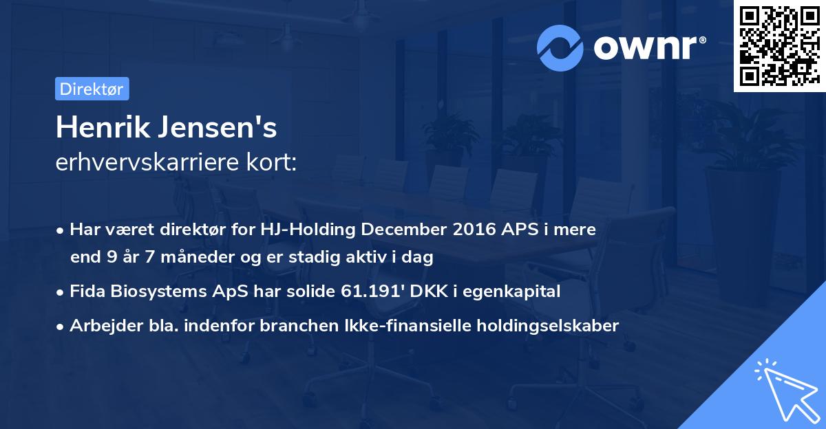 Henrik Jensen's erhvervskarriere kort