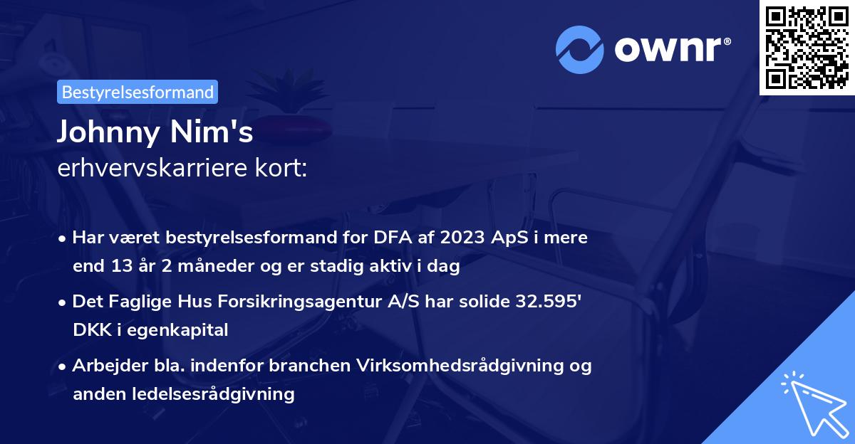 Johnny Nim's erhvervskarriere kort