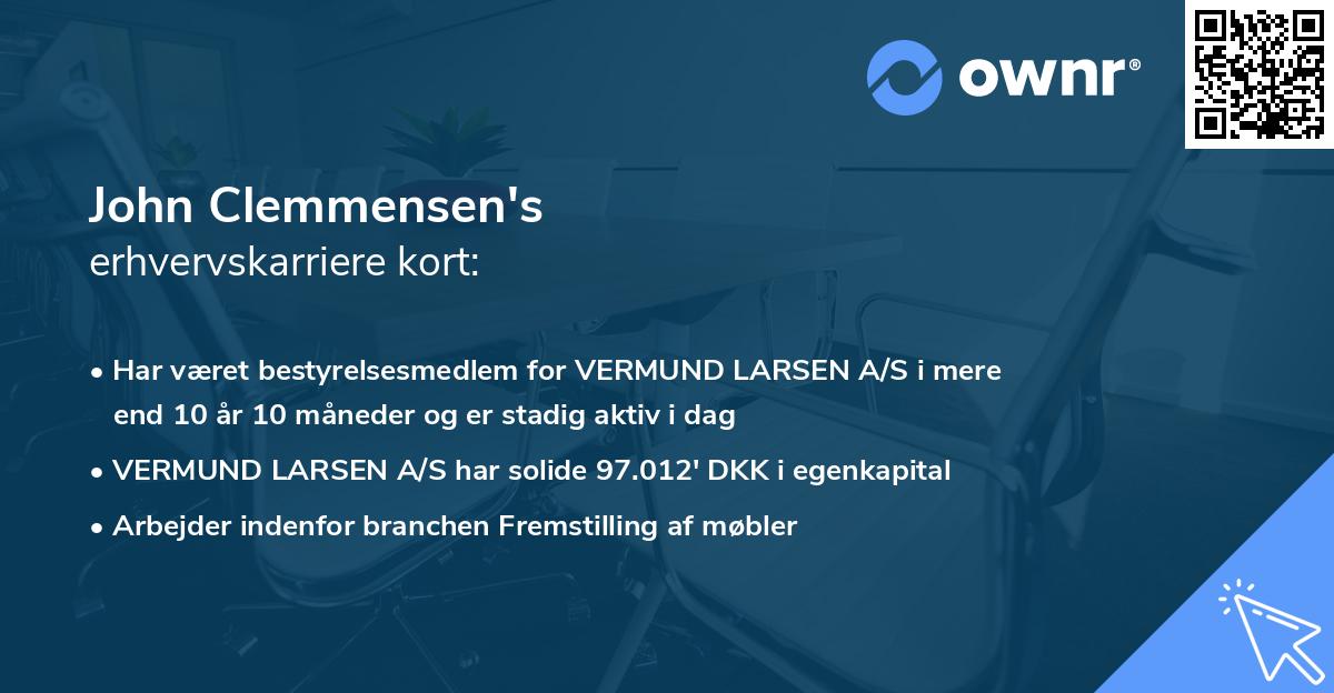 John Clemmensen's erhvervskarriere kort
