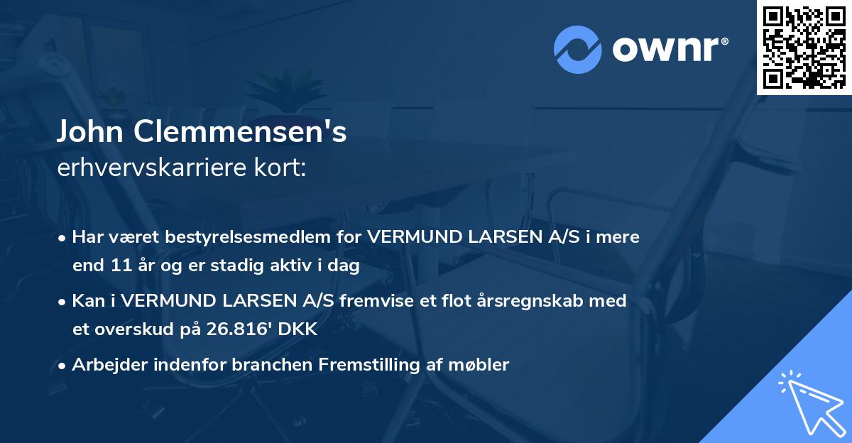 John Clemmensen's erhvervskarriere kort