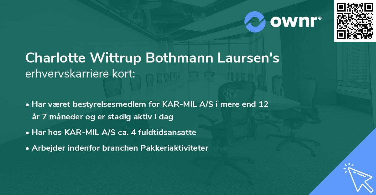 Charlotte Wittrup Bothmann Laursen's erhvervskarriere kort