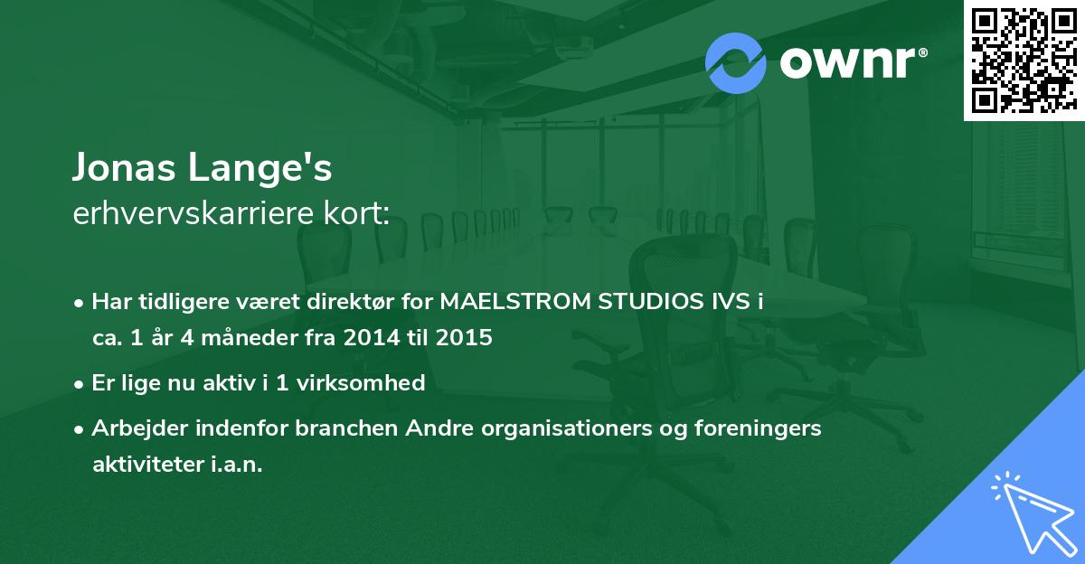 Jonas Lange's erhvervskarriere kort