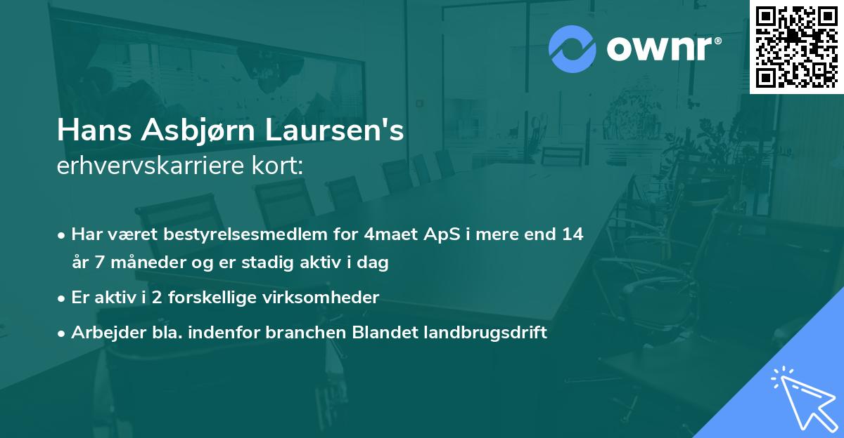 Hans Asbjørn Laursen's erhvervskarriere kort