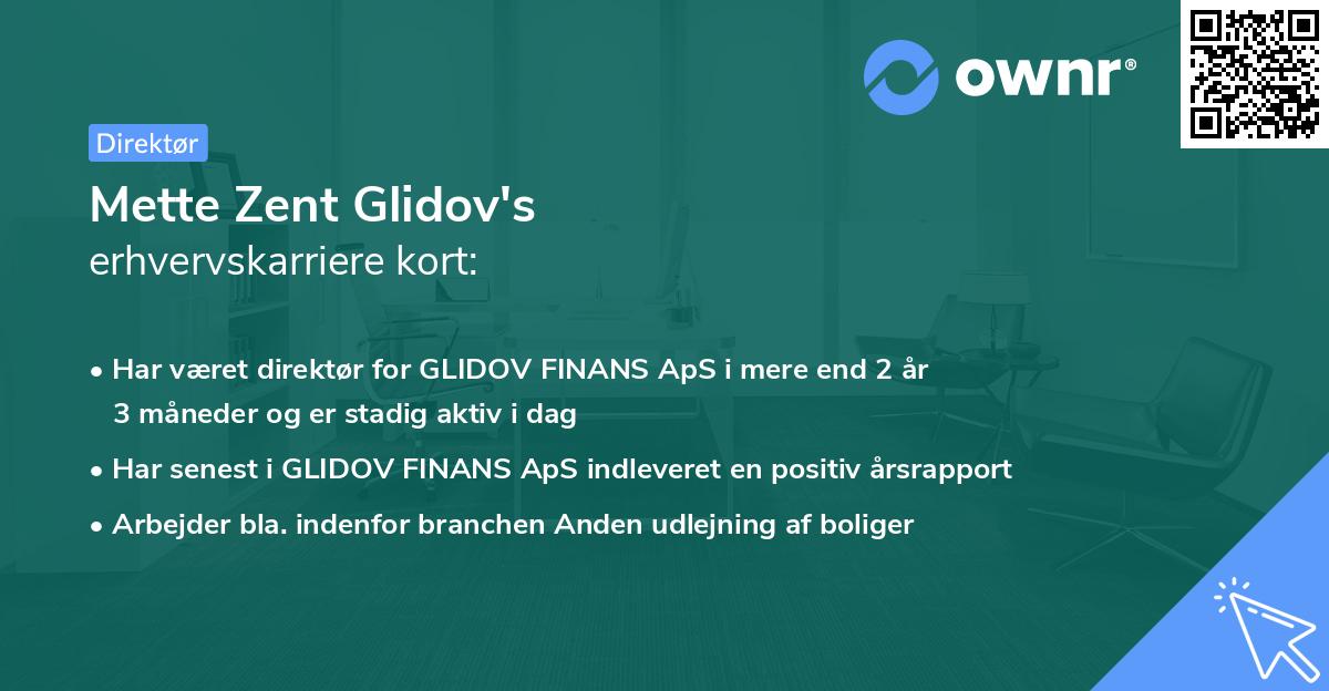 Mette Zent Glidov's erhvervskarriere kort