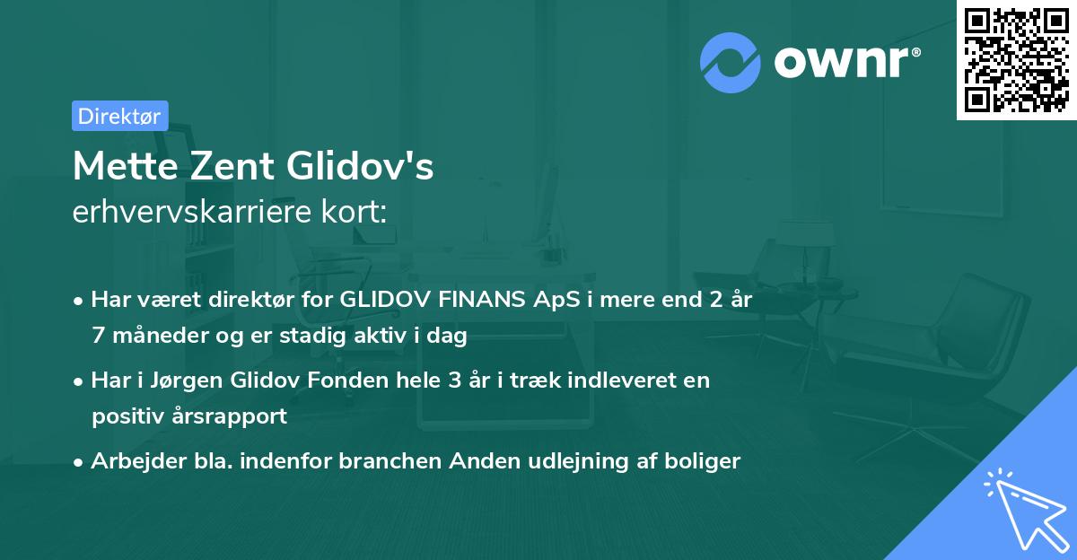 Mette Zent Glidov's erhvervskarriere kort