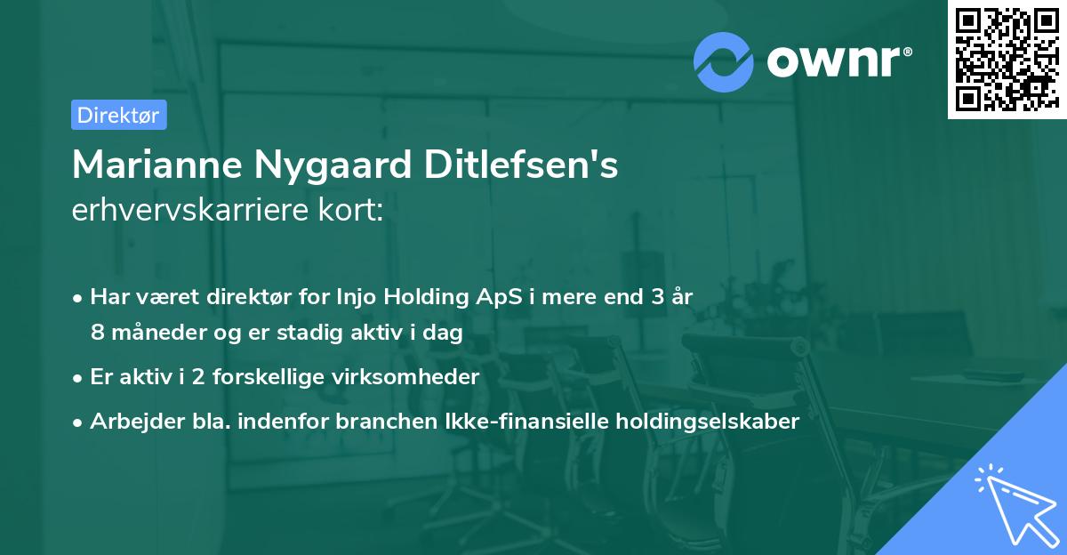 Marianne Nygaard Ditlefsen's erhvervskarriere kort
