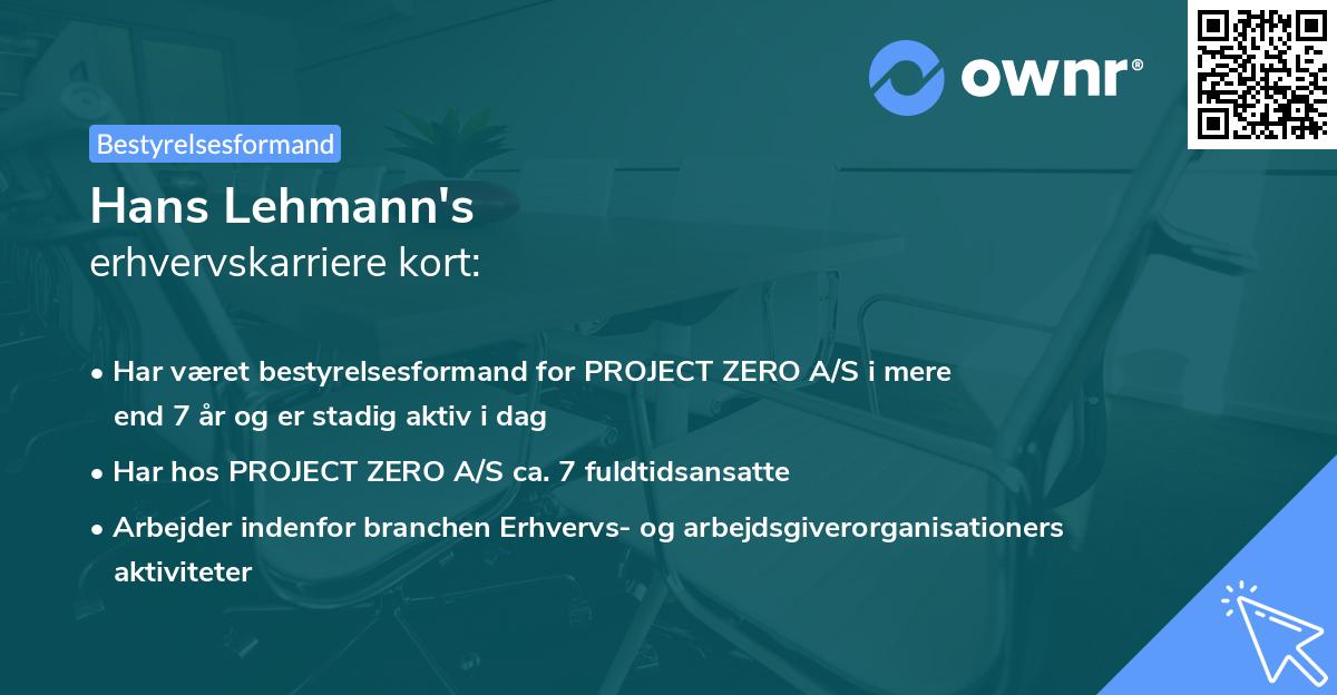 Hans Lehmann's erhvervskarriere kort