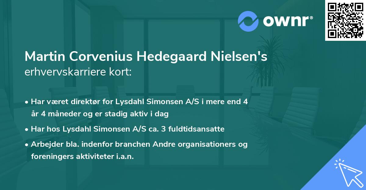 Martin Corvenius Hedegaard Nielsen's erhvervskarriere kort