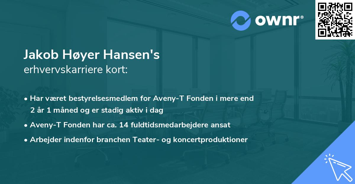 Jakob Høyer Hansen's erhvervskarriere kort