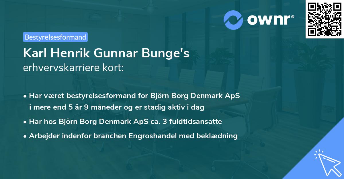 Karl Henrik Gunnar Bunge's erhvervskarriere kort