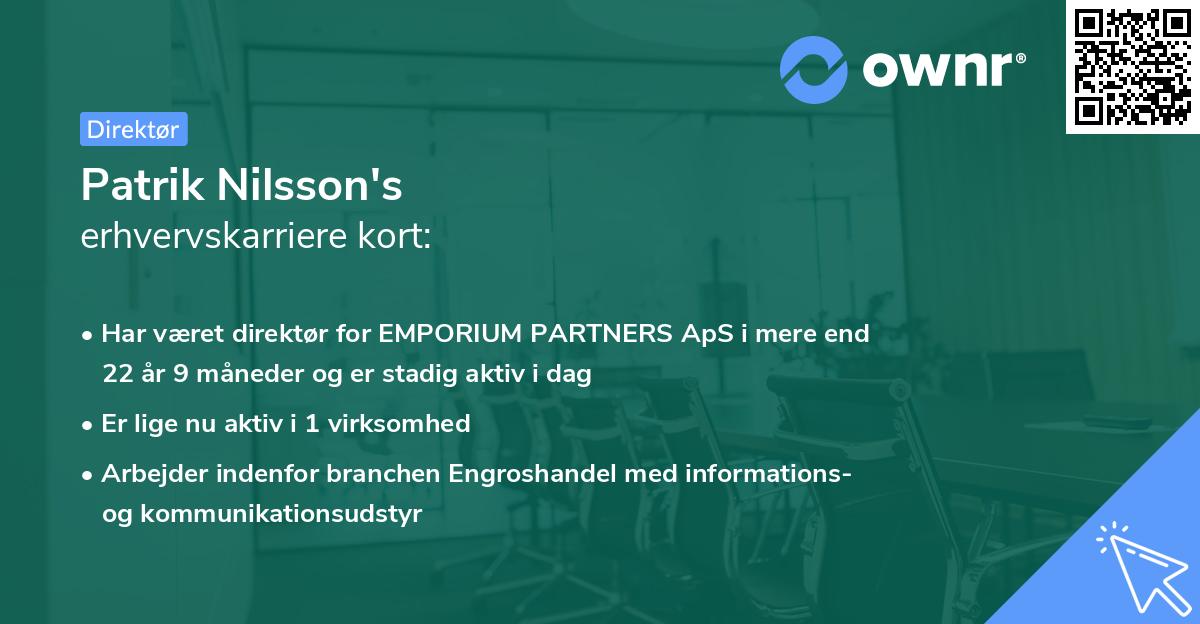 Patrik Nilsson's erhvervskarriere kort