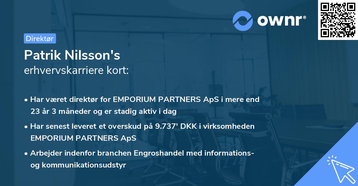 Patrik Nilsson's erhvervskarriere kort
