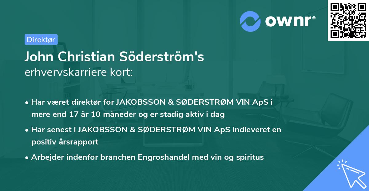John Christian Söderström's erhvervskarriere kort