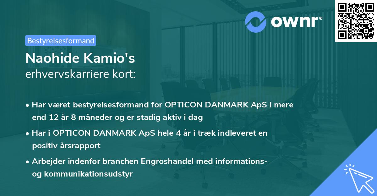 Naohide Kamio's erhvervskarriere kort