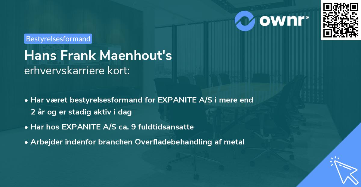 Hans Frank Maenhout's erhvervskarriere kort