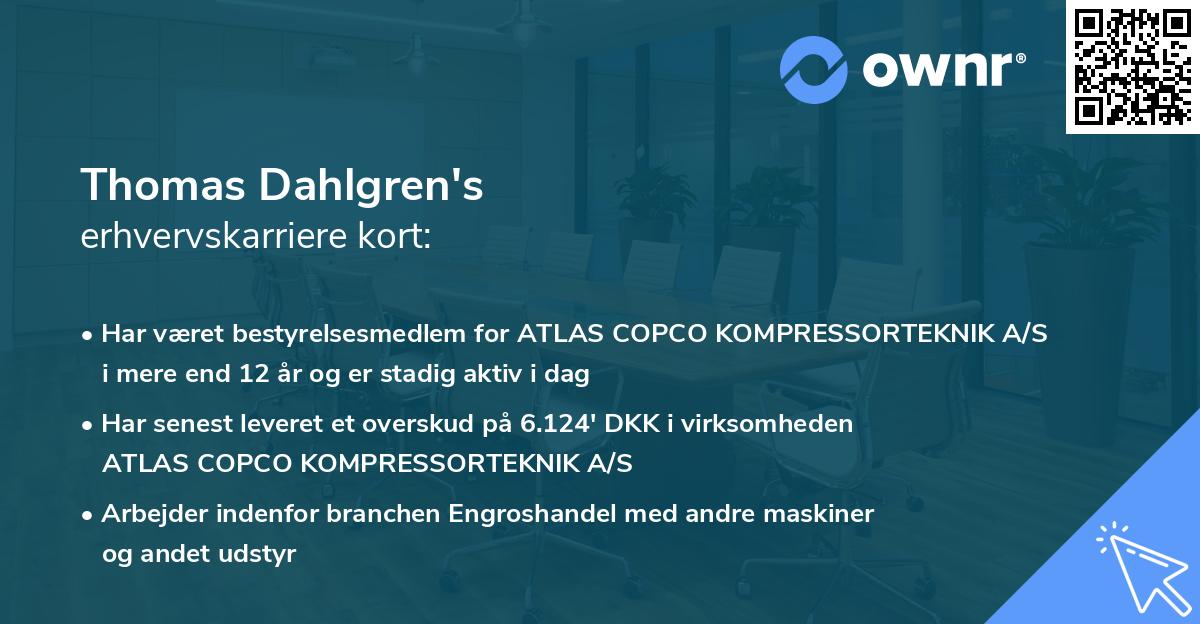 Thomas Dahlgren's erhvervskarriere kort