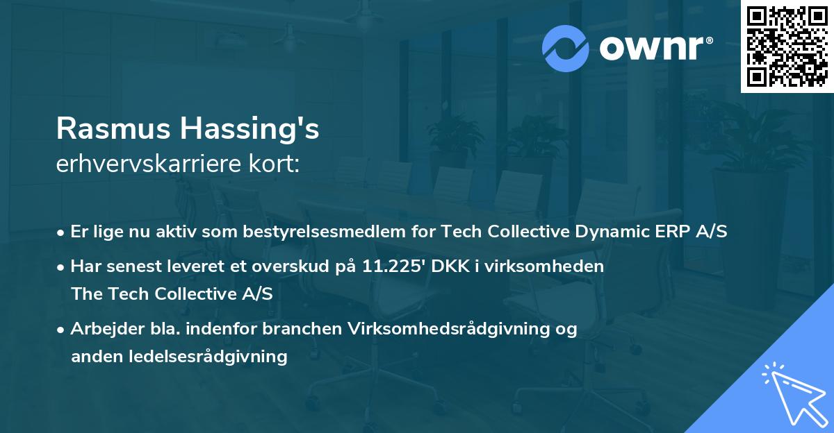 Rasmus Hassing's erhvervskarriere kort
