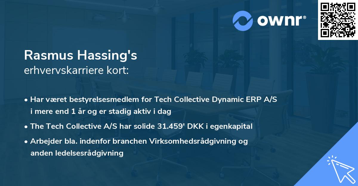 Rasmus Hassing's erhvervskarriere kort