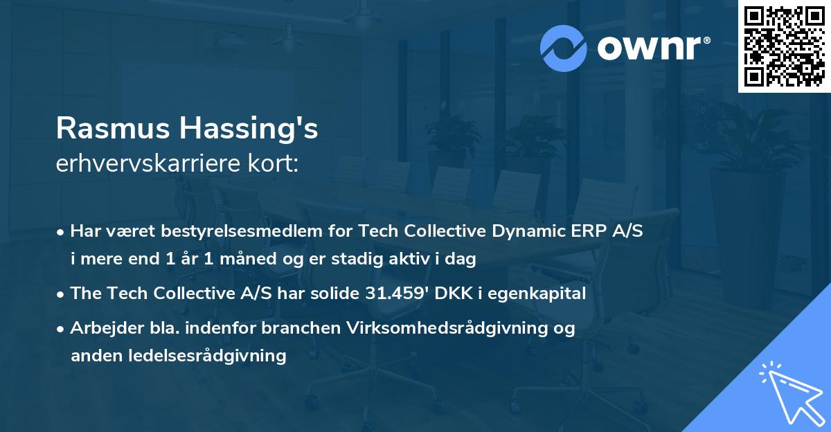 Rasmus Hassing's erhvervskarriere kort