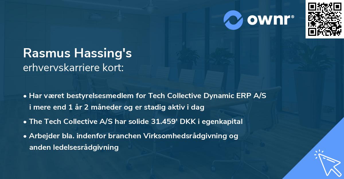 Rasmus Hassing's erhvervskarriere kort