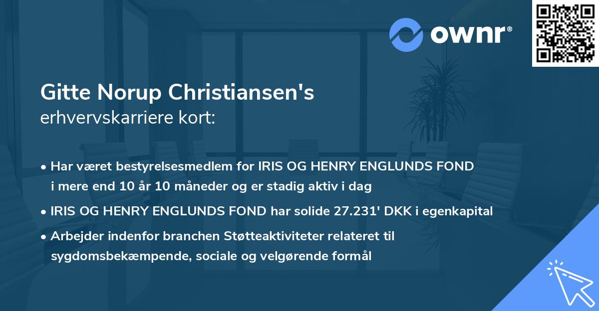 Gitte Norup Christiansen's erhvervskarriere kort