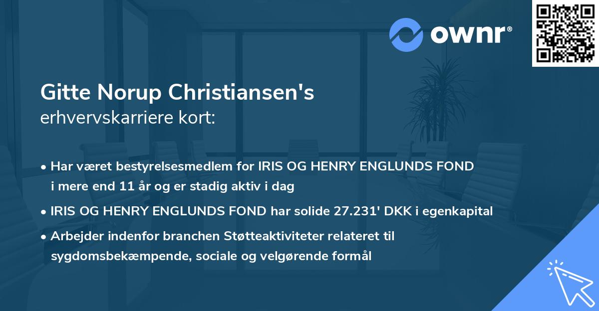 Gitte Norup Christiansen's erhvervskarriere kort