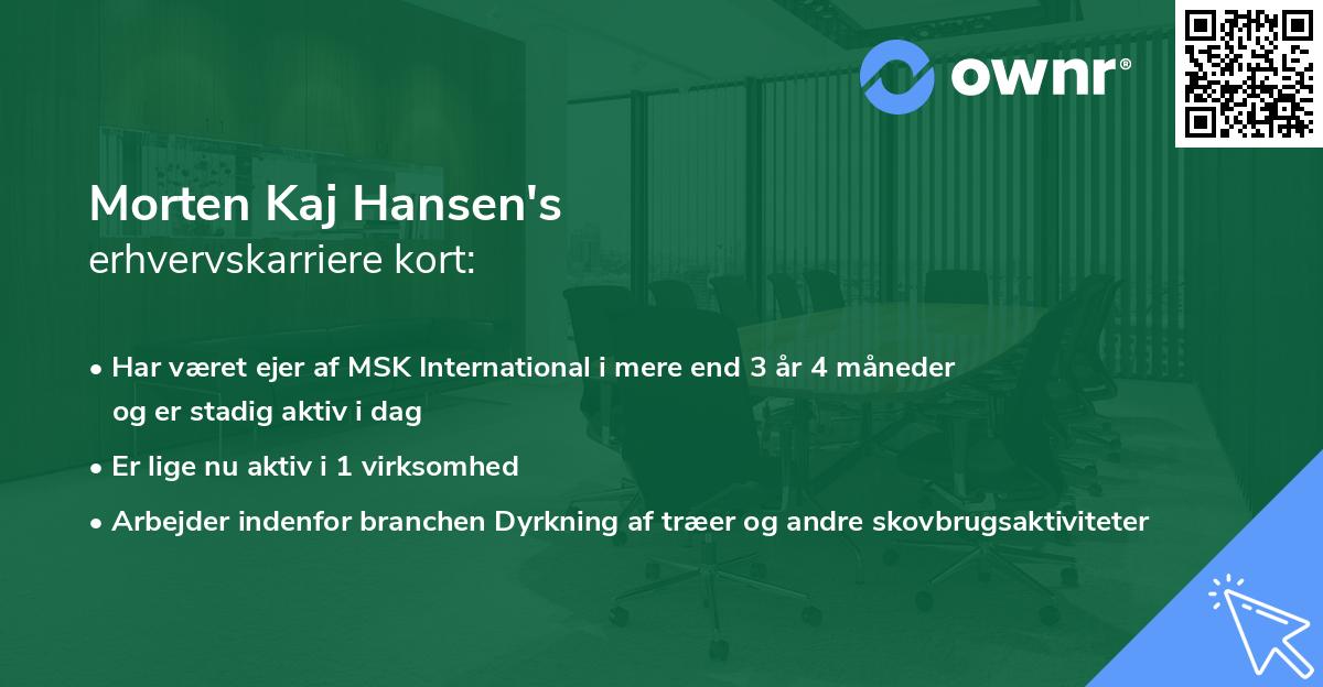 Morten Kaj Hansen's erhvervskarriere kort