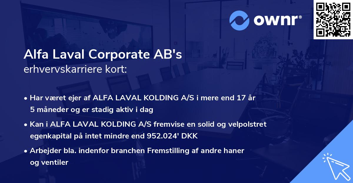 Alfa Laval Corporate AB's erhvervskarriere kort