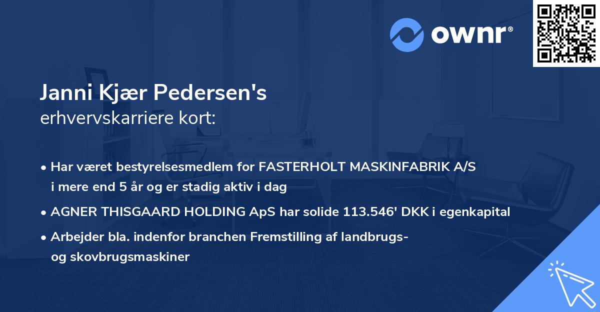 Janni Kjær Pedersen's erhvervskarriere kort