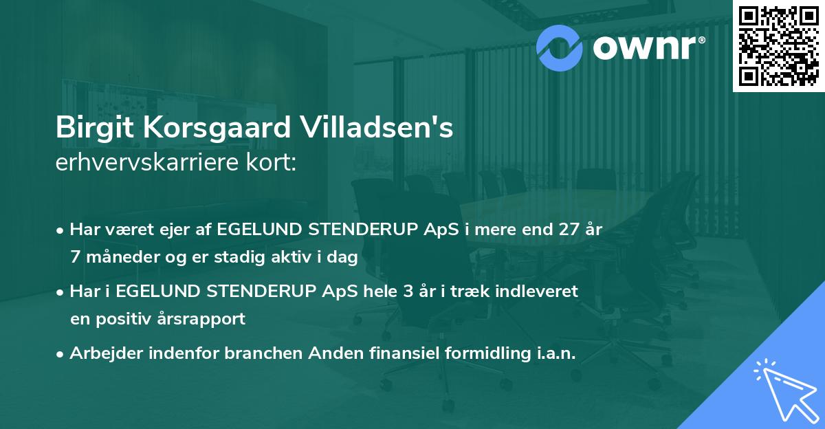 Birgit Korsgaard Villadsen's erhvervskarriere kort
