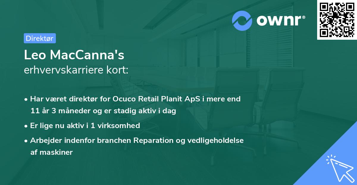 Leo MacCanna's erhvervskarriere kort