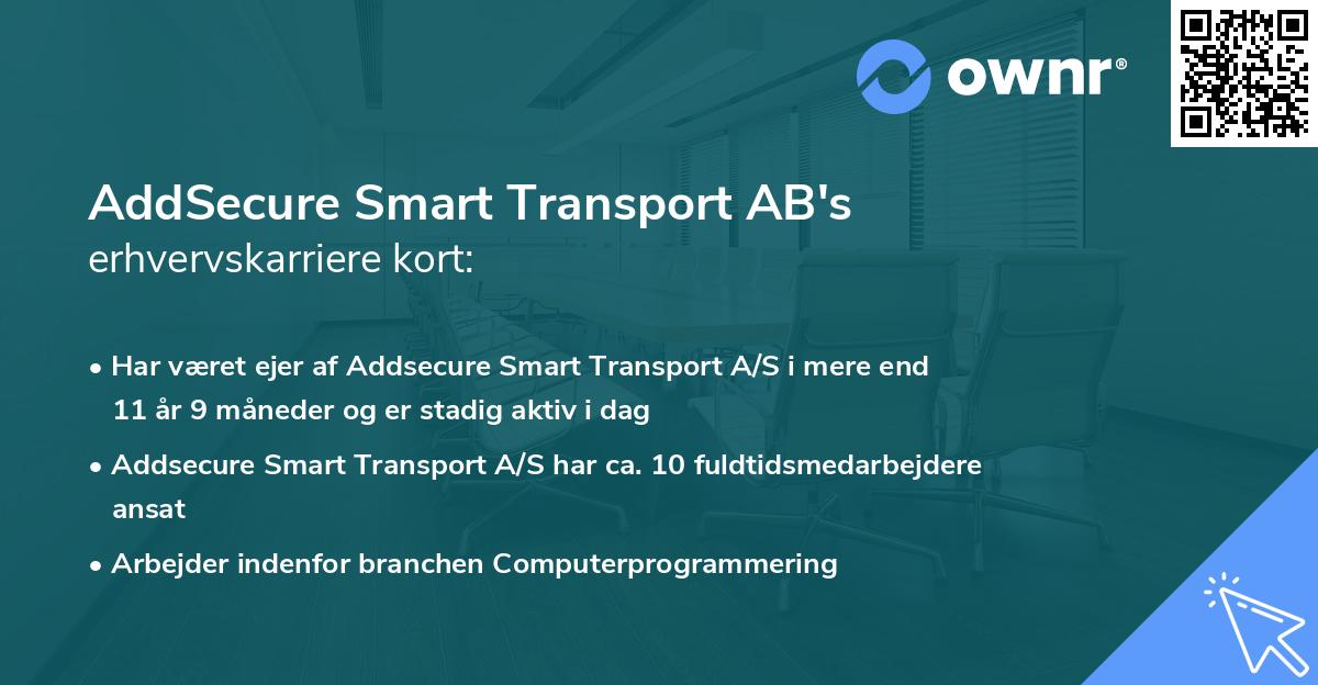 AddSecure Smart Transport AB's erhvervskarriere kort