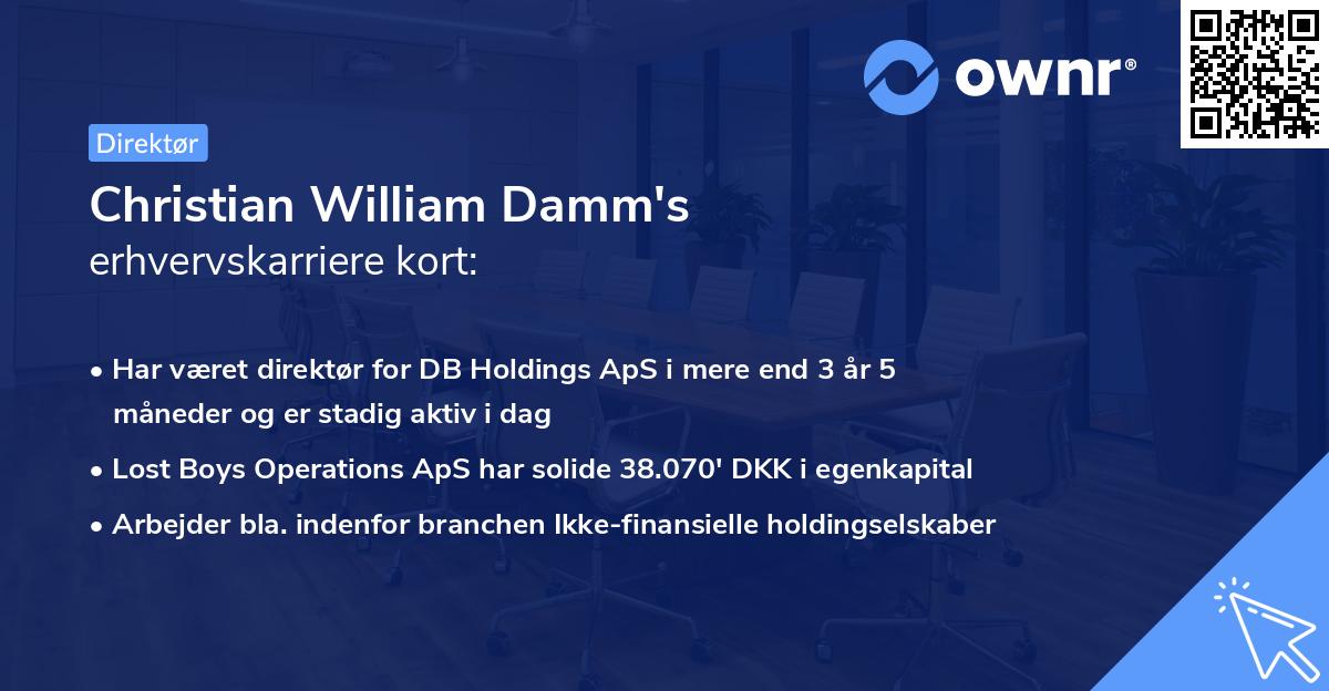 Christian William Damm's erhvervskarriere kort