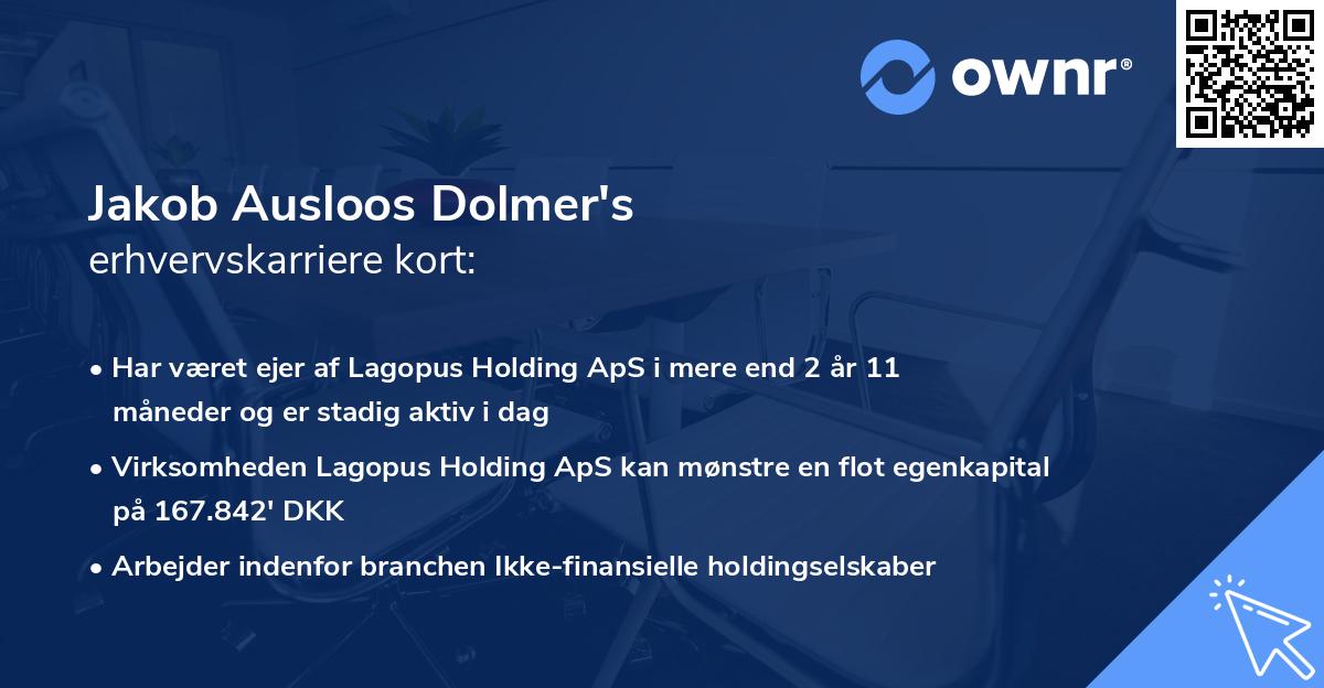 Jakob Ausloos Dolmer's erhvervskarriere kort