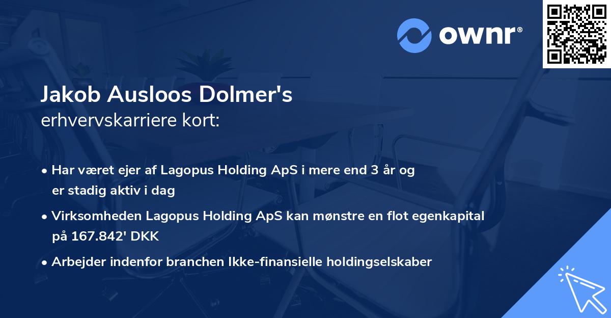 Jakob Ausloos Dolmer's erhvervskarriere kort