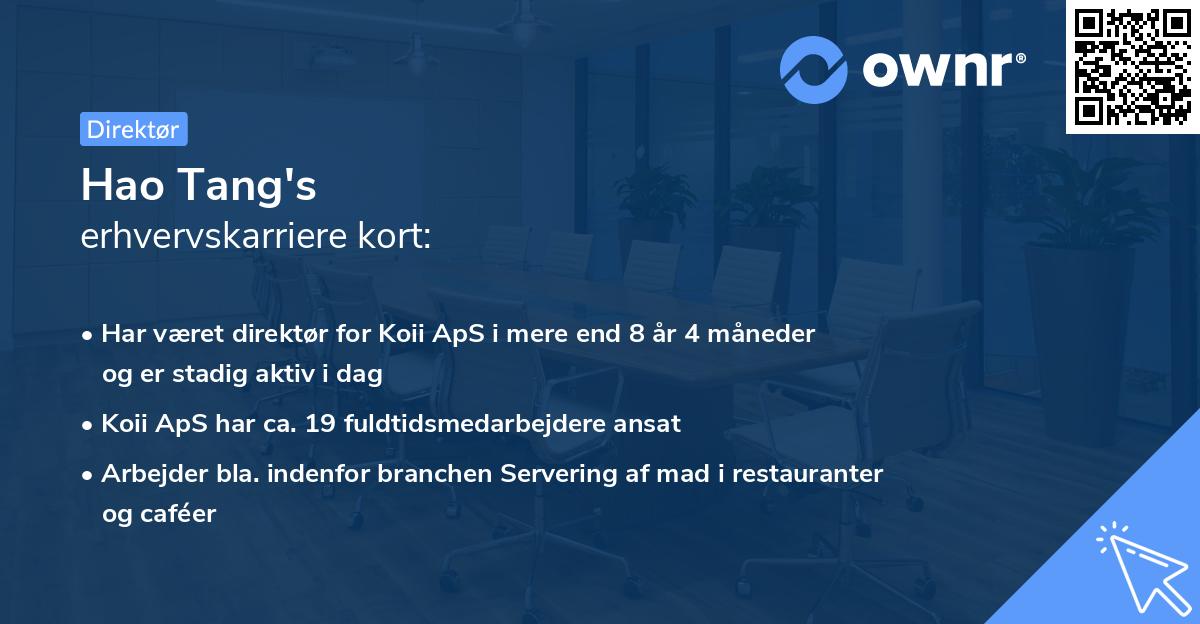 Hao Tang's erhvervskarriere kort