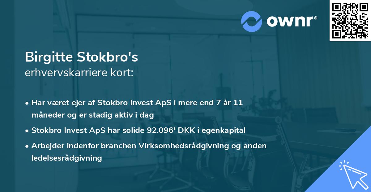 Birgitte Stokbro's erhvervskarriere kort