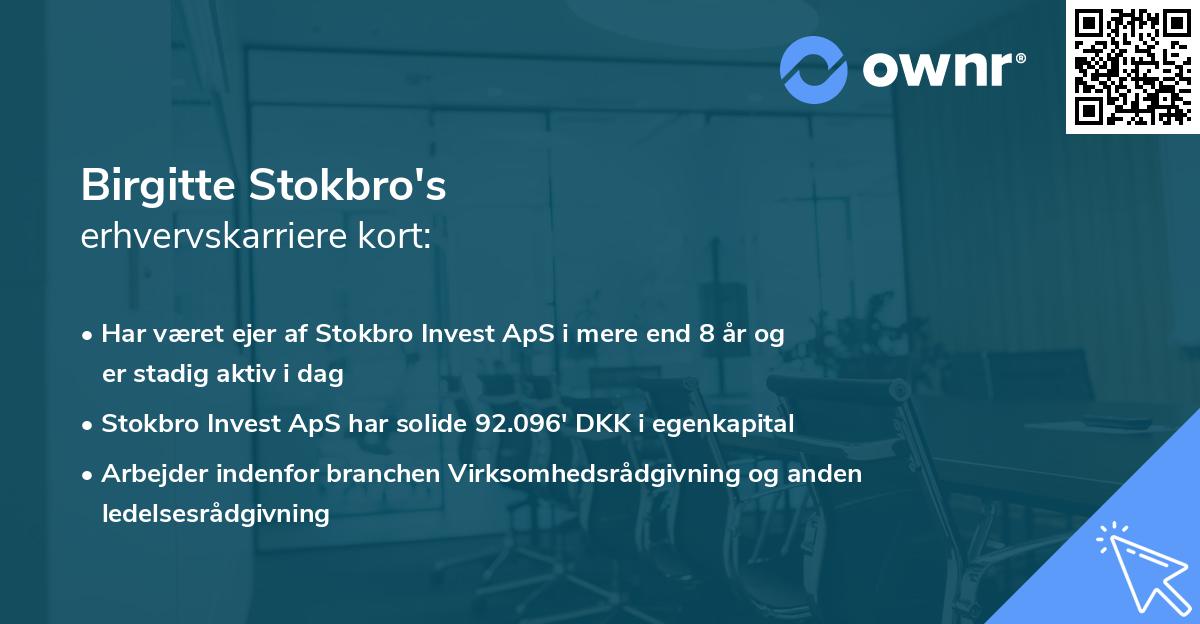 Birgitte Stokbro's erhvervskarriere kort
