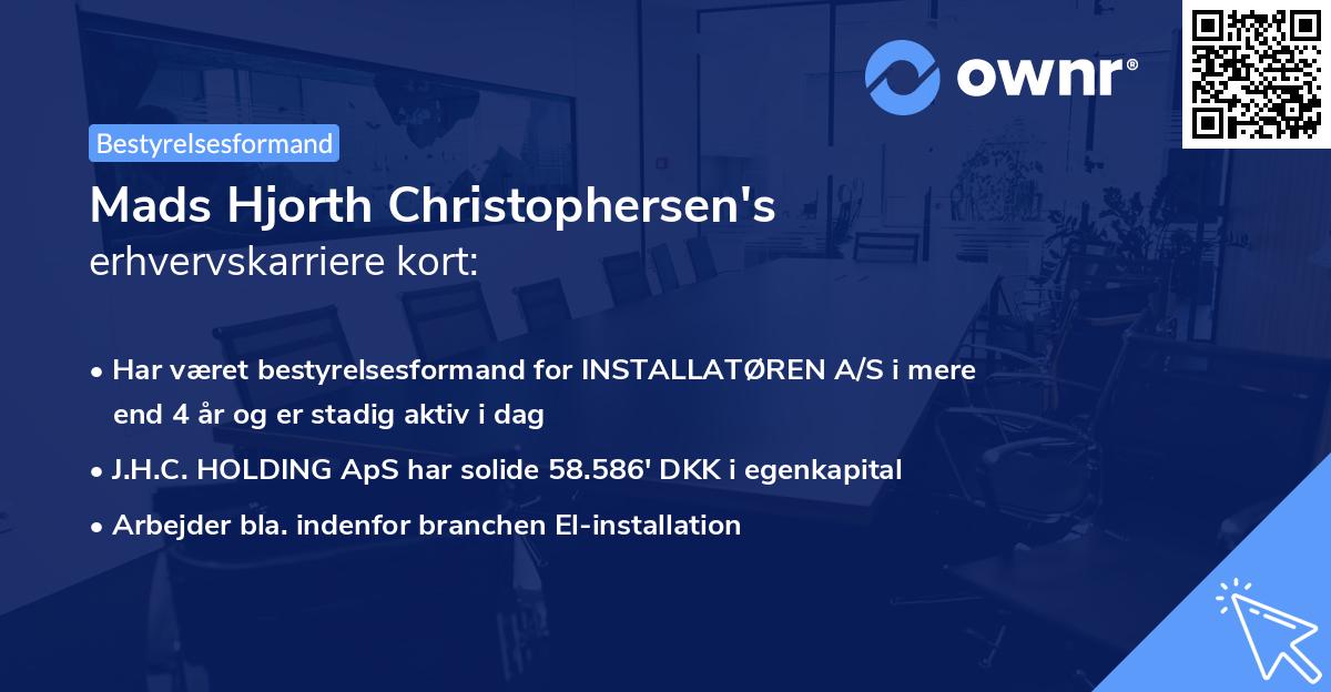 Mads Hjorth Christophersen's erhvervskarriere kort
