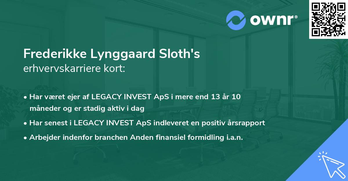 Frederikke Lynggaard Sloth's erhvervskarriere kort