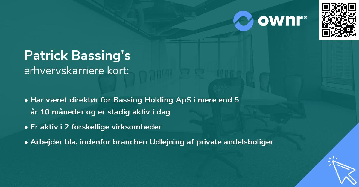 Patrick Bassing's erhvervskarriere kort
