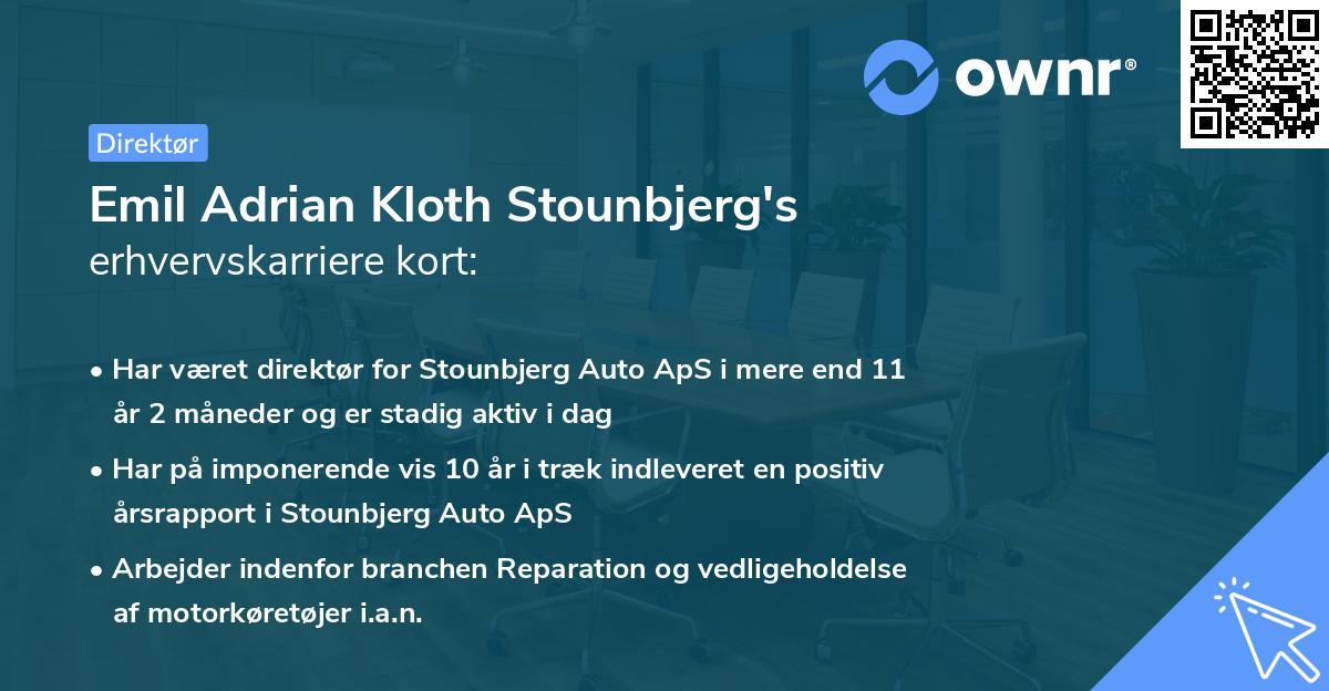 Emil Adrian Kloth Stounbjerg's erhvervskarriere kort