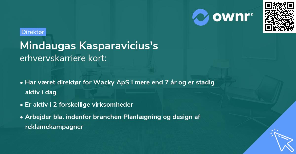 Mindaugas Kasparavicius's erhvervskarriere kort